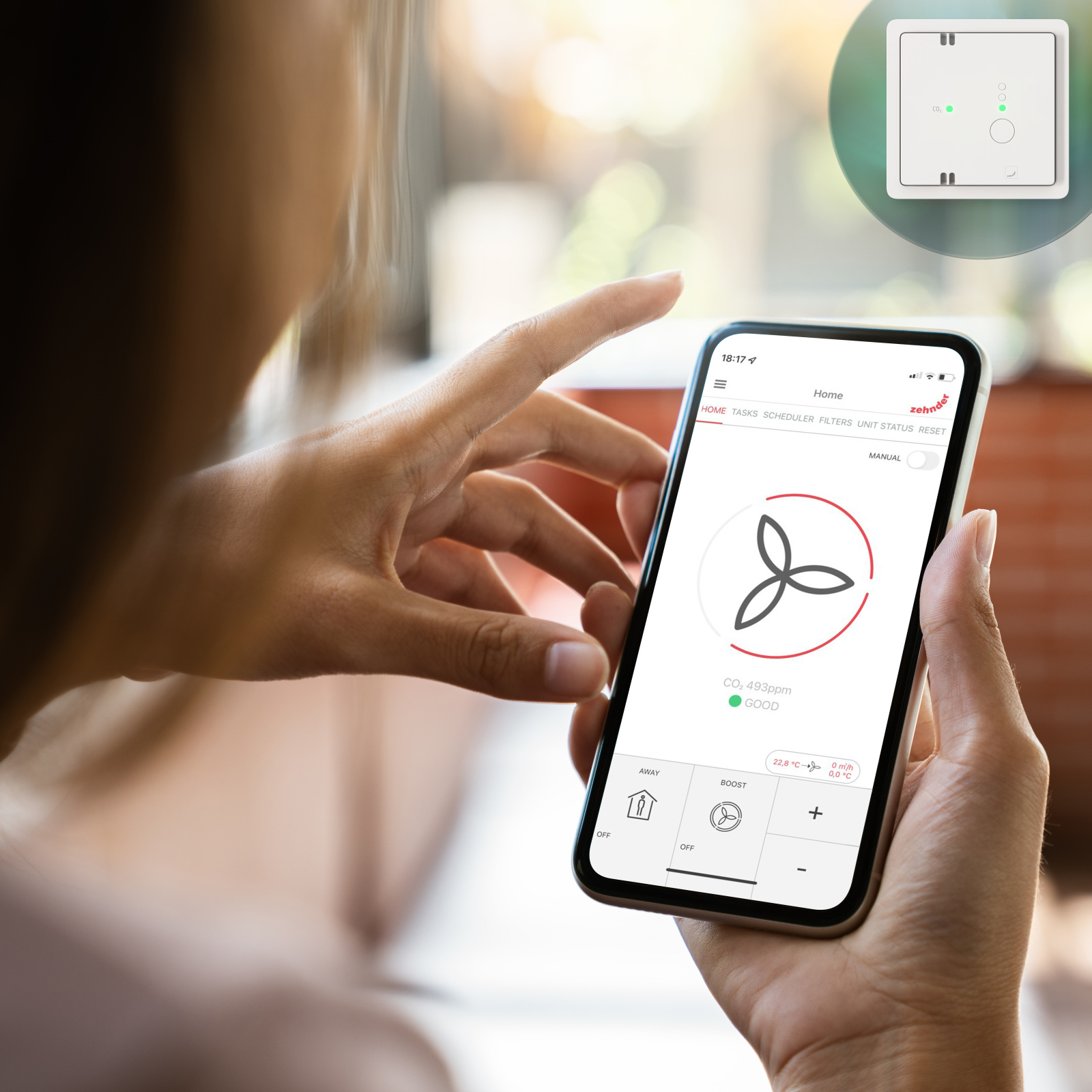 Cut-Out Zehnder CO₂ Sensor C Comfortable indoor ventilation